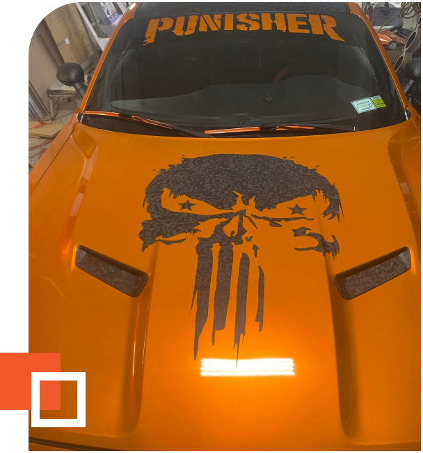 Punisher hood graphic truck