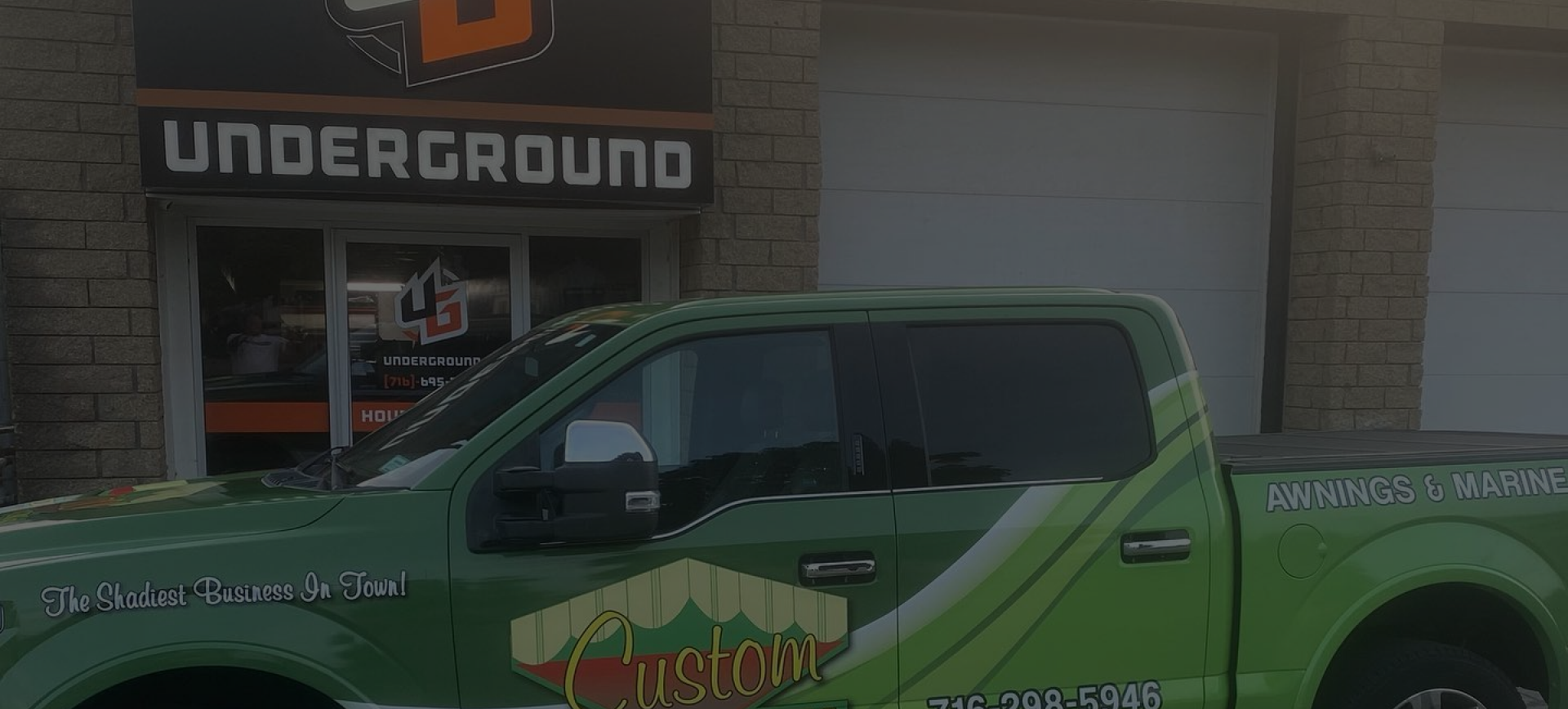 Underground truck wrap outside shop