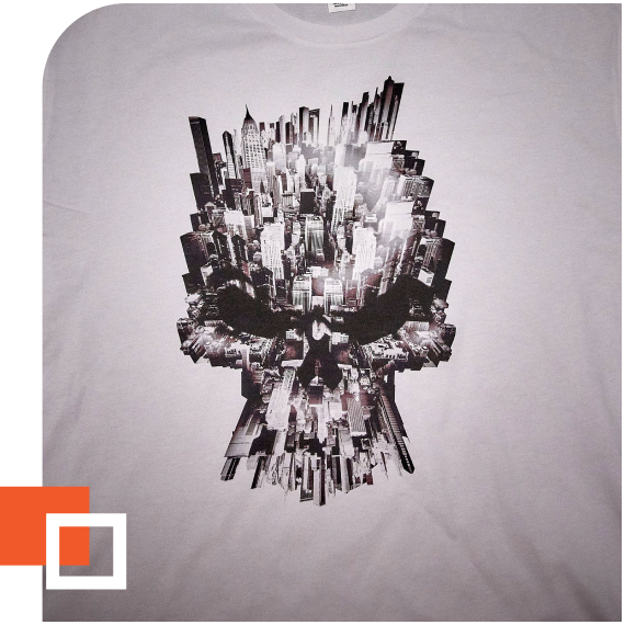 City skyline skull graphic t-shirt design