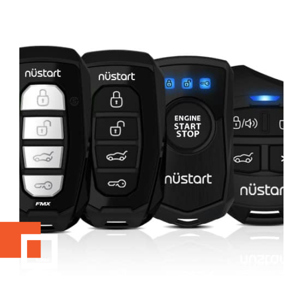 Row of nüstart remote car starter remotes