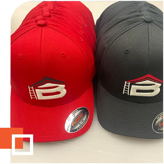 Custom embroidered caps close up