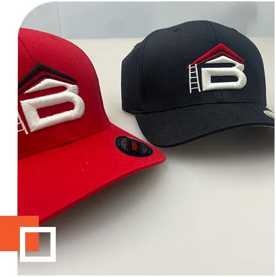Custom embroidered red and black caps